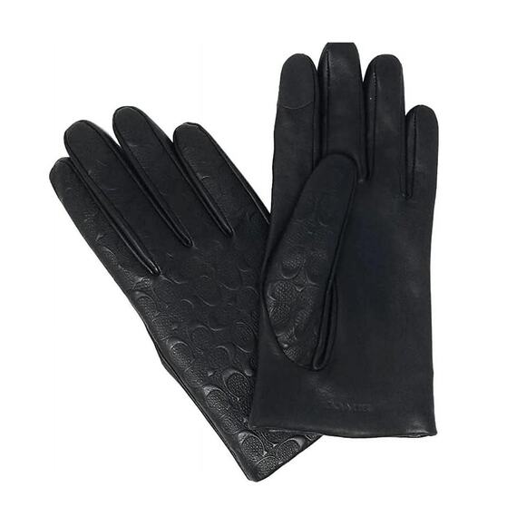 COACH Signature Leather Tech Gloves Embossed 7 - Picture 1 of 1